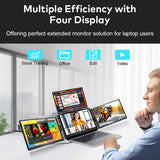 Quad monitor 3 screen display extender for laptop ,Top display flip 180 left display rotation 315, right display fold 315